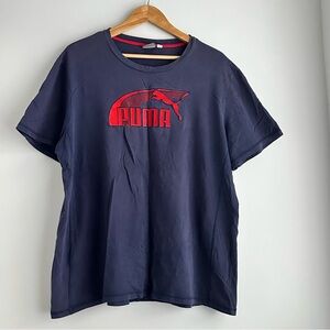 Puma Men's Dark Blue Tee with Red Logo